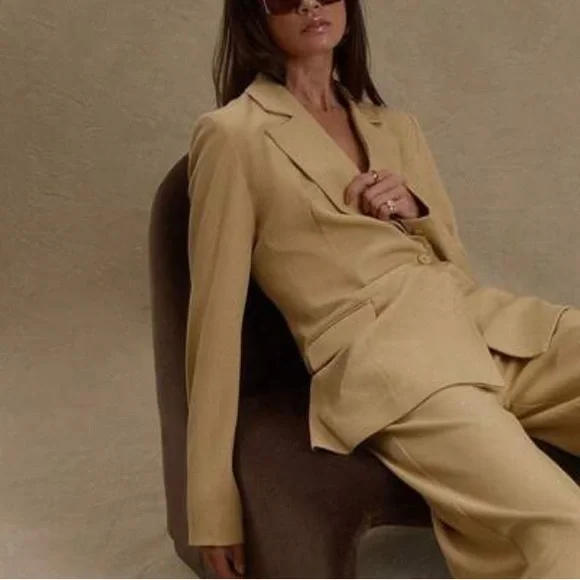 Butter yellow pale wrap button blazer - Picture 2 of 7